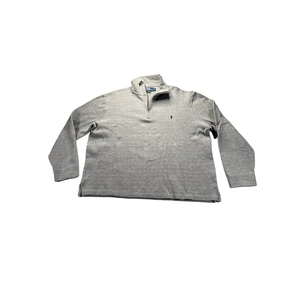 Polo by Ralph Lauren Men's long sleeve 1/4 zip collared gray sweater size Large